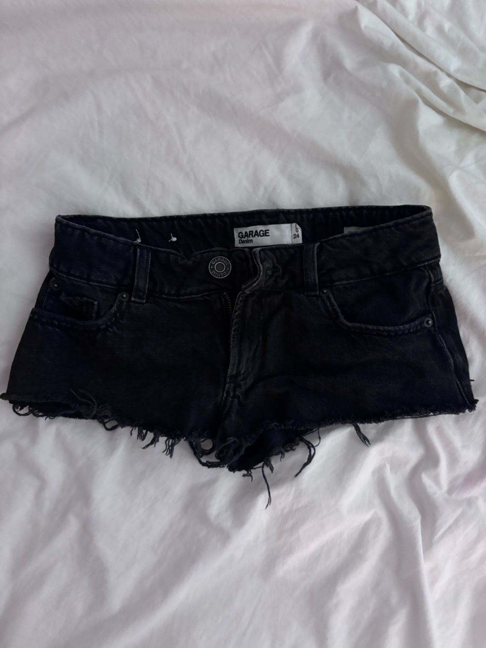 Garage Black Distressed Denim Shorts